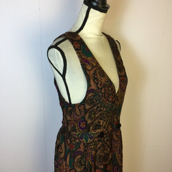 Vintage R.J. Stevens Jumper Dress Size 10P Womens Petite Brow Paisley Sleeveless - Picture 12 of 15